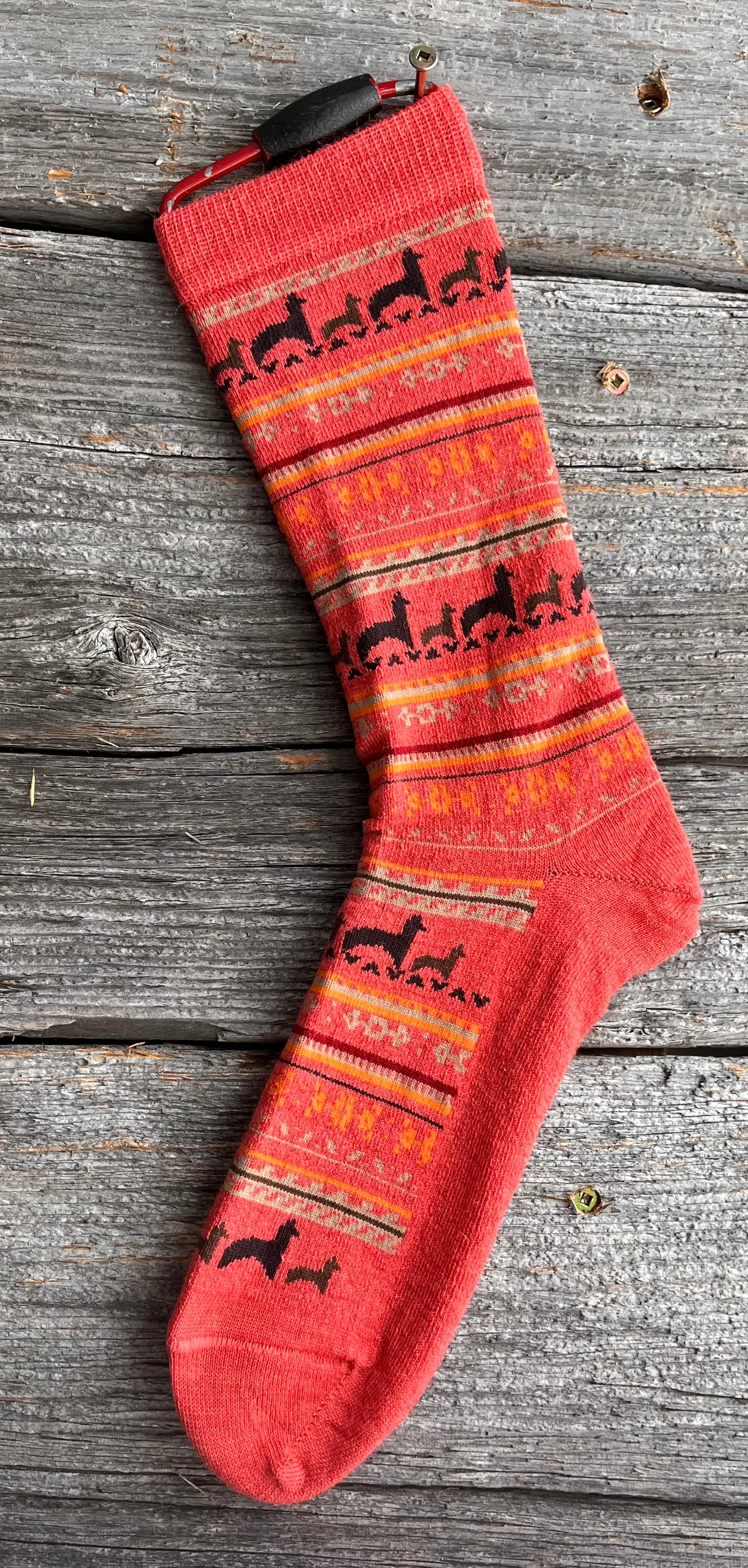 Cozy Alpaca Print Socks – Soft Coral Comfort for Your Feet!